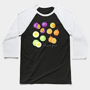 Bright watercolor tropical fruit pattern, passion fruit Baseball T-Shirt